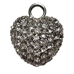 Heart Shaped Rhinestone Pendant Silver Tone Charm for Necklace Jewelry Making